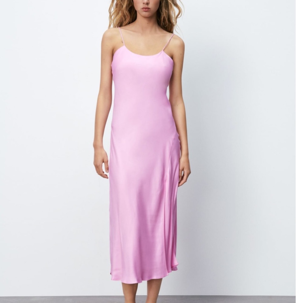 Pink silky dress. Size: XS. Brand: Zara
